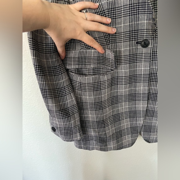 Rag & Bone Claudia Linen Blend Blazer in Blue Plaid Women’s Size 4 - Picture 9 of 16
